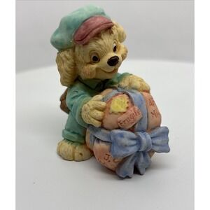 Vtg Figure DOG Fragile Air Mail Signed J.C.  1994 2.25" Tall Valentines Day Love